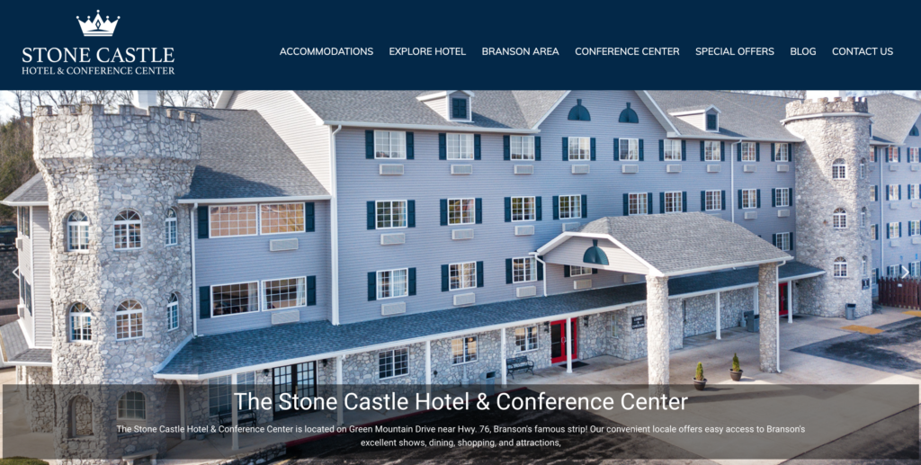 The Stone Castle Hotel and Conference Center website by Peake Technologies